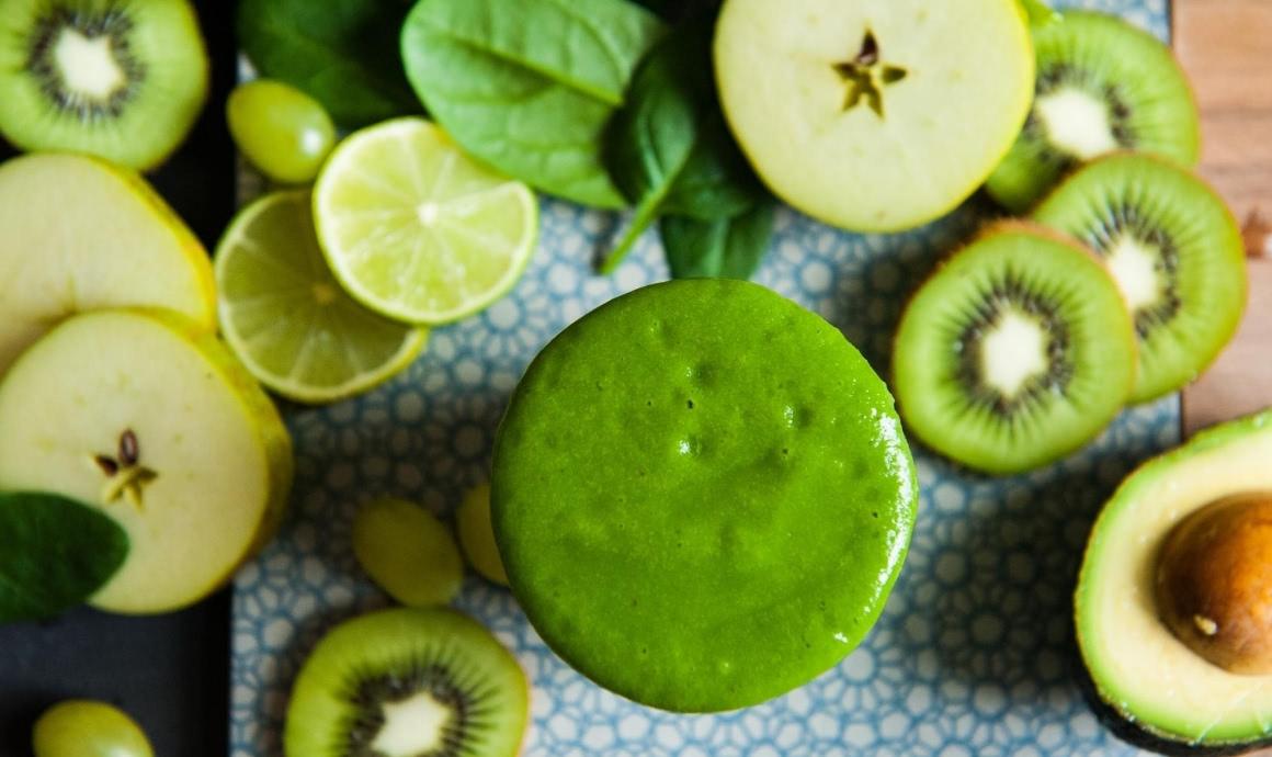 Green smoothie with avocado as a filling meal on interval fasting day
