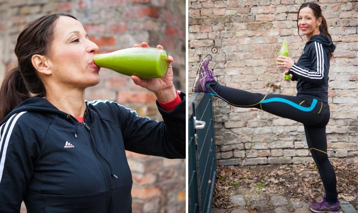 Carla - passionate runner drinks green smoothies before and after training for regeneration